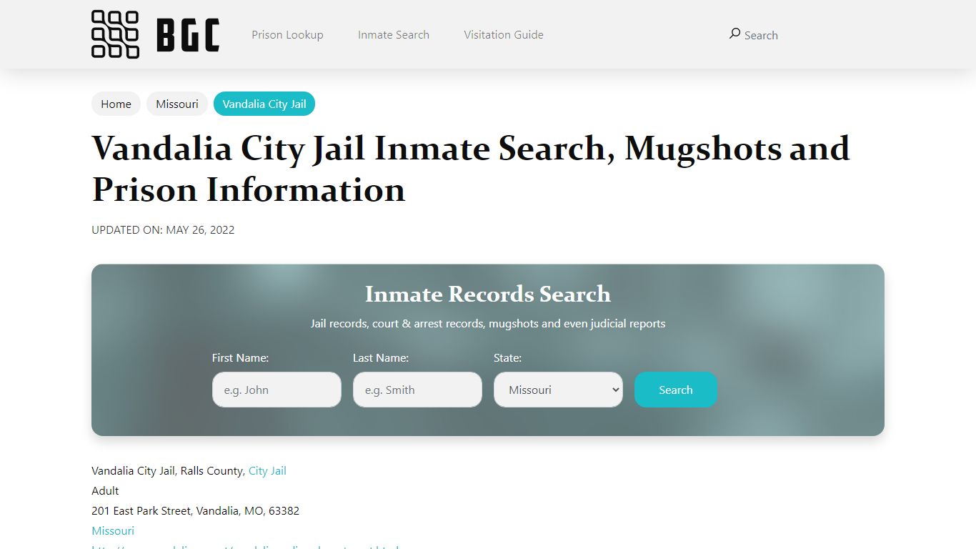 Vandalia City Jail Inmate Search, Mugshots and Prison Information